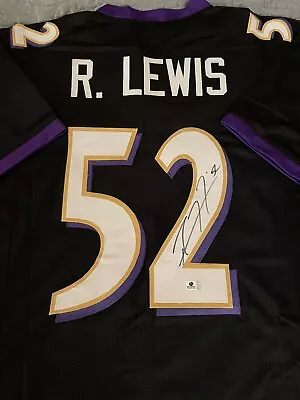 RAY LEWIS Signed Baltimore Ravens NFL BLACK CUSTOM JERSEY COA Auto NO RESERVE! • $65