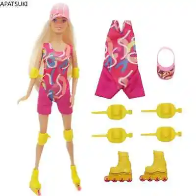 Movie Skating Clothes Set For Barbie Doll Pink Jumpsuit Shoes Skate Accessories • $11.02