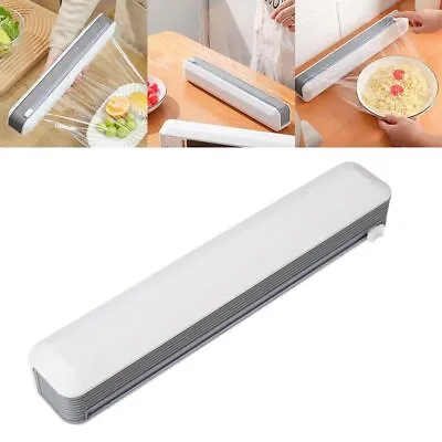Magnetic Cling Film Wrap Dispenser Tin Foil Baking Paper Cutter Kitchen Holder • £10.19