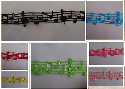 Music Note Engraved Grosgrain Ribbon Musical Note 22 Mm 7/8  DIFFERENT COLOURS • £1.85