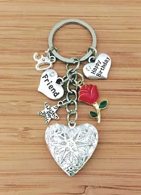 Personalised HAPPY BIRTHDAY Gifts Charm Keyring 16th 18th 21st 30th Gift For Her • £6.99