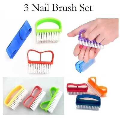 3 X Nail Brushes Finger Toe Scrubbing Cleaning Bristle Manicure Pedicure Hand UK • £2.75