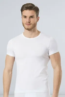 £9.95 • Buy Turen Mens Slim Fit Plain Cotton Lycra Round Neck T-Shirt Vests Sleeve Tank Top