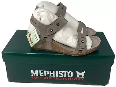 NEW Mephisto Minoa Camel Women's Size 5 Comfort Sandal Moussey Gray EU 35 • $79.20