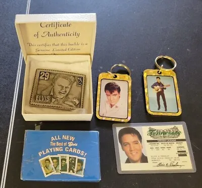 Elvis American Legends Belt Buckle Coa & Numbered Cards Keychains & License - U • $34.99