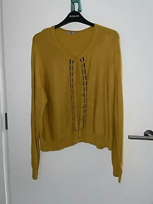 Tu Ladies Mustard Stretch Cardigan Top Size 20 • £7.50