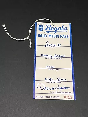 Daily Pass Kansas City Royals Media Credential *not A Ticket Vintage Old Nbc • $9.95