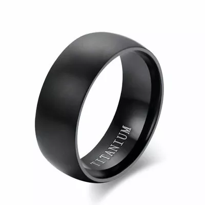 Fashion Black Size8-11 Men's Titanium Steel Ring 8MM Engagement Anniversary Band • $1.48