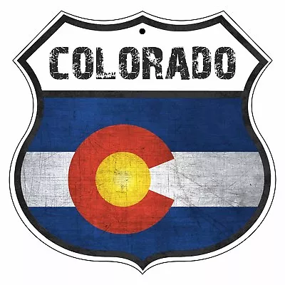 Colorado Country Flag Novelty Highway Shield Man Cave Aluminum Metal Sign • $14.99