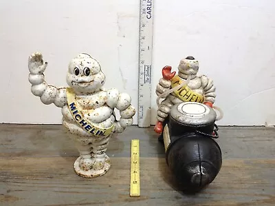 Michelin Man ON AIR COMPRESSOR TANK  & MICHELIN MAN CAST IRON BANK (LOT OF 2) • $25