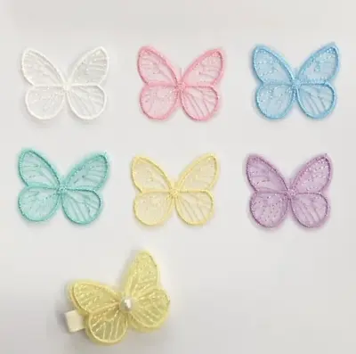 NEW 50pcs Butterfly Shape Embroidered Lace Applique Decoration Clothing Material • £3.78