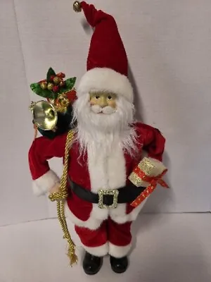 NEW With Tag Vintage Standing Santa Claus St Nick With GIfts Velvet Bag & Suit • $14.99