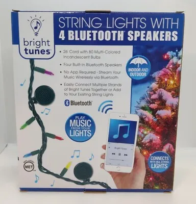 Christmas Bright Tunes String Lights W Bluetooth Speakers 80 Warm White Bulbs • $29.99