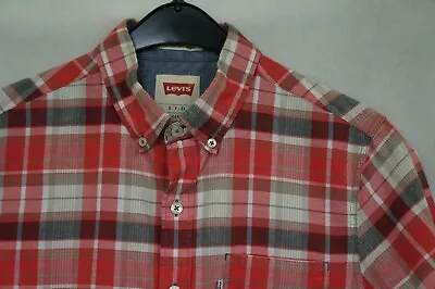 Men‘s LEVIS  Short Sleeve Check Cotton Shirt Size S Small Slim Fit • £17.99