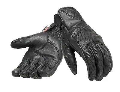 Triumph Banner Gloves Black Leather Motorcycle Gloves NEW MGVS20118 • $68.44