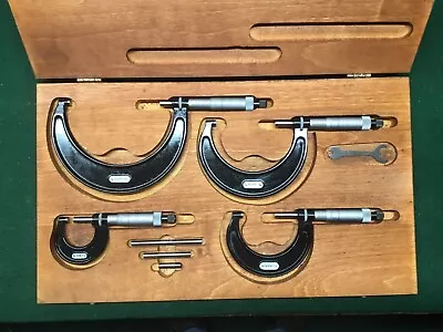 Starrett Micrometer Set 0-4  I Have Had This Set For A Long Time  Good Shape • $150