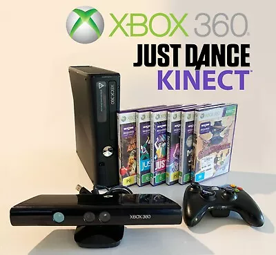 Microsoft Xbox 360 S Slim Console *JUST DANCE* Kinect Bundle + 6 Games PAL 250GB • $149.55