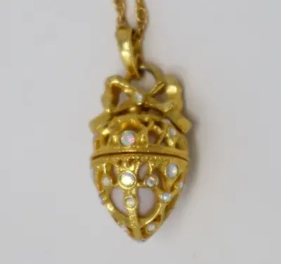 Joan Rivers Secret Of The Scroll Faberge Egg Locket Necklace Vintage • $37.50