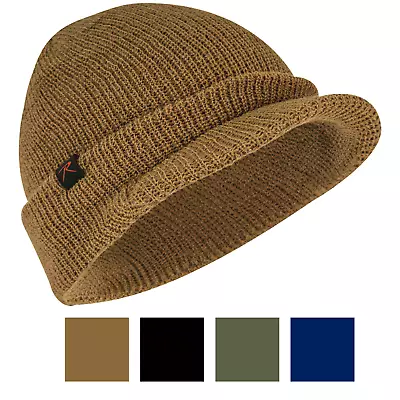 100% Wool Double Layered Visor Jeep Watch Cap Warm Beanie With Brim & Rothco Tag • $12.99