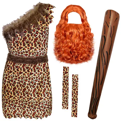 Caveman Costume With Ginger Wig & Beard Prehistoric Cave Dweller Fancy Dress • £19.99