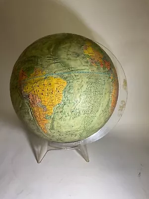 1973 Beautiful Old Vintage Replogie Reader’s Digest 12” Globe With Lucite Stand • $49.95