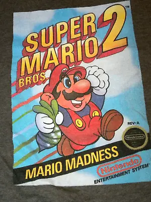 Official Nintendo Licensed Super Mario Bros 2 Retro Box Art Gray Tshirt Size 2XL • $19.99