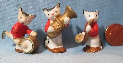 Vintage Miniature Porcelain CATS Playing Music Instruments   3pc. Dollhouse • $14.77