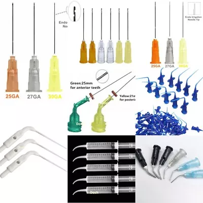 100pcs Plastic Disposable Dental Needles Syringe Tips Endo Irrigation Needle • $11.42