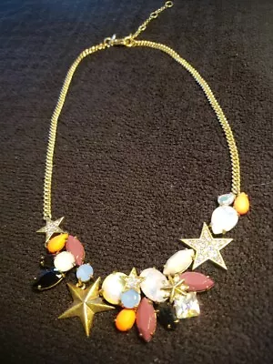 Rare J.Crew Goldtone Fruit Salad AB Rhinestones And Stars 18   Necklace  • $125