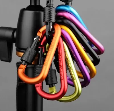 5X Heavy Duty Carabiner Clip Hook D-Ring Screw Lock Outdoor Rock Buckle Max 50KG • £5.99