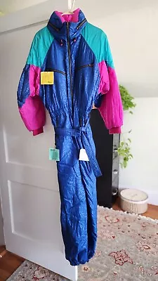 RARE Vintage Retro 80s 90s Neon Colorblock Anoralp Schmello Snow Ski Suit  • $115