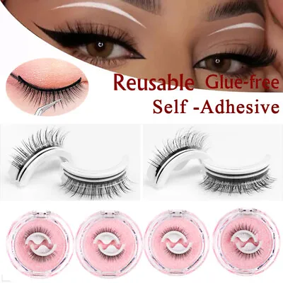 £2.87 • Buy Fake Eyelashes Natural Curly Reusable Self-adhesive False Eyelashes 3D Mink !