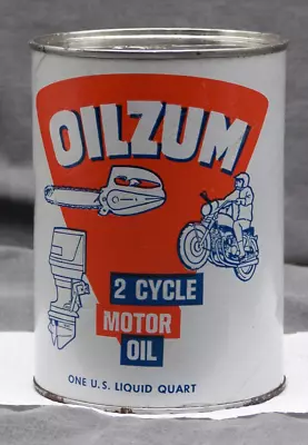 Vintage Oilzum 2 Cycle Motor Oil Quart Full Can Motorcycle Outboard Chainsaw #1 • $19.99