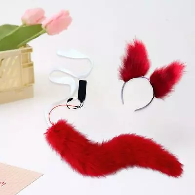 Fake Fox Ears And Tail Costume Set LED Luminous Cosplay Play For Halloween • $39.04