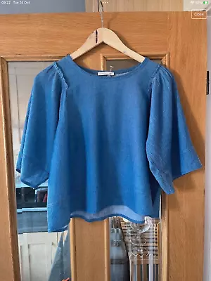 Zara Ladies Blue Short Sleeved Top Size Medium • £4.99