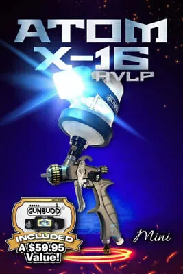 Atom X16 HVLP Mini Spray Gun Gravity Feed Kit Paint With FREE LED Gunbudd Light • $199.99