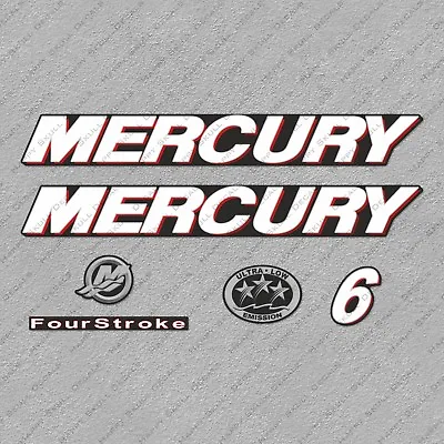 Mercury 6 Hp Four Stroke Outboard Engine Decals Sticker Set Reproduction 6HP • $40.49