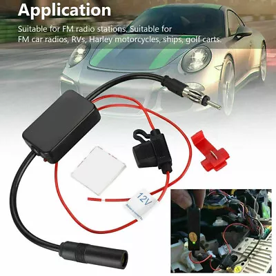 Car Auto Stereo FM Radio Signal Antenna Aerial Signal Amp Booster Amplifier UK • £10.49