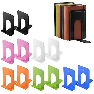 Pair Of Heavy Duty Metal Bookend Anti Slip Book End Stand Support Office School • £7.99