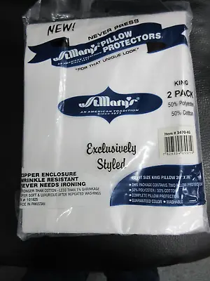 King Zippered Pillow Protectors 2 Each Cotton Poly21 X 36 Fully Zippered New!!! • $11.95