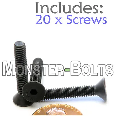 #8-32 X 1  - Qty 20 - Flat Head Socket Caps Screws SAE Alloy Steel Black Oxide • $6.60