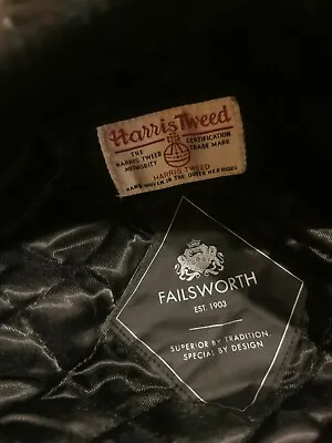 Failsworth Harris Tweed 'Stornoway' Country Flat Cap 100% Wool Black • £25