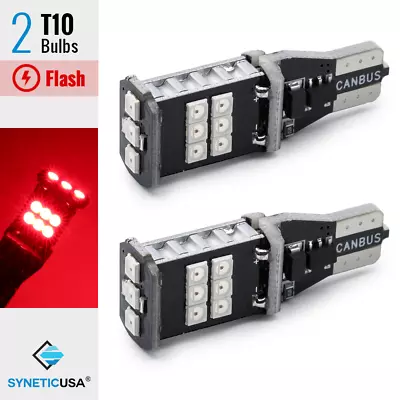 Error Free T10 168 912 921 Flash Strobe LED Red 3RD Brake High Mount Light Bulbs • $10.97