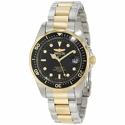 Invicta Men's Watch Pro Diver Quartz Black Dial Two Tone Steel Bracelet 8934 • $55.99