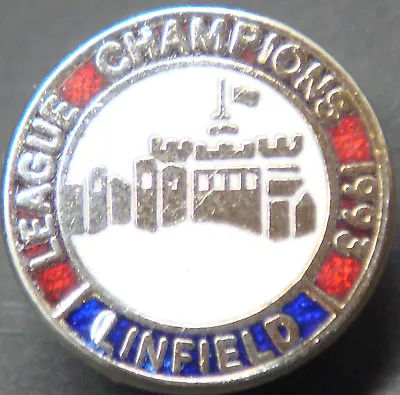 LINFIELD FC Rare Vintage 1993 LEAGUE CHAMPIONS Badge Brooch Pin In Gilt 17mm Dia • £14.99