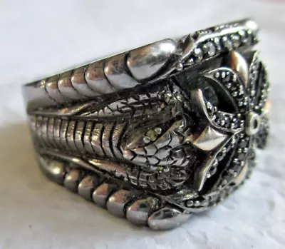Men's Cobra Snake Head Sterling Silver Ring -  925 Biker Ring - Size 11.5 • $89