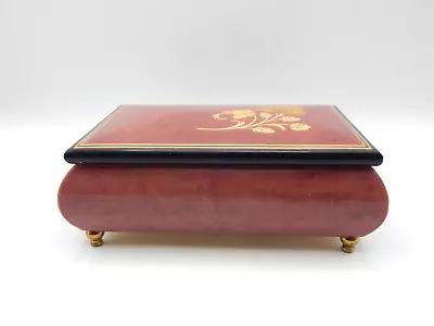 Vtg Made In Italy Inlaid Wooden Musical Jewelry Box Mauve Swiss Romance Movement • $45