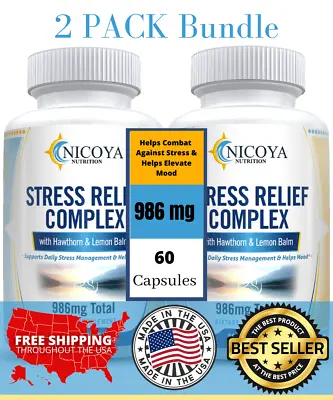 Natural Anti Anxiety Stress Relief & Mood Boosting Vitamin Supplement [2 Pack] • $22