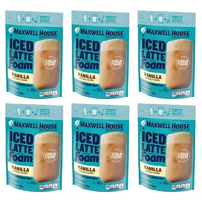 LOT OF 6 Maxwell House Iced Latte Foam Vanilla Instant Coffee Mix 6 Packets • $36.99