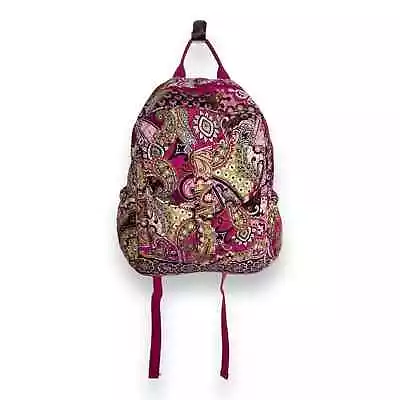 Vera Bradley Very Berry Paisley Pink Backpack 14x16 Pre-Owned For Small Laptop • $35